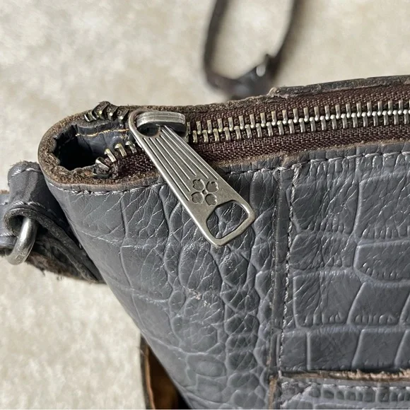 Patricia Nash Gray Crocodile-Embossed Shoulder Bag - Picture 5 of 16